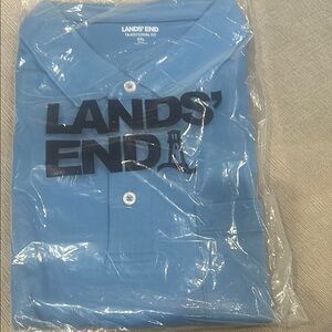 Lands' End Men's Blue Polo Shirt